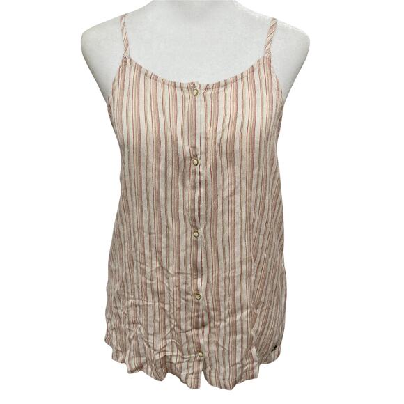 nwt Roxy Girl Spaghetti Strap Tank Top Strong Will Marshmallow Stitched Stripe - Picture 1 of 10
